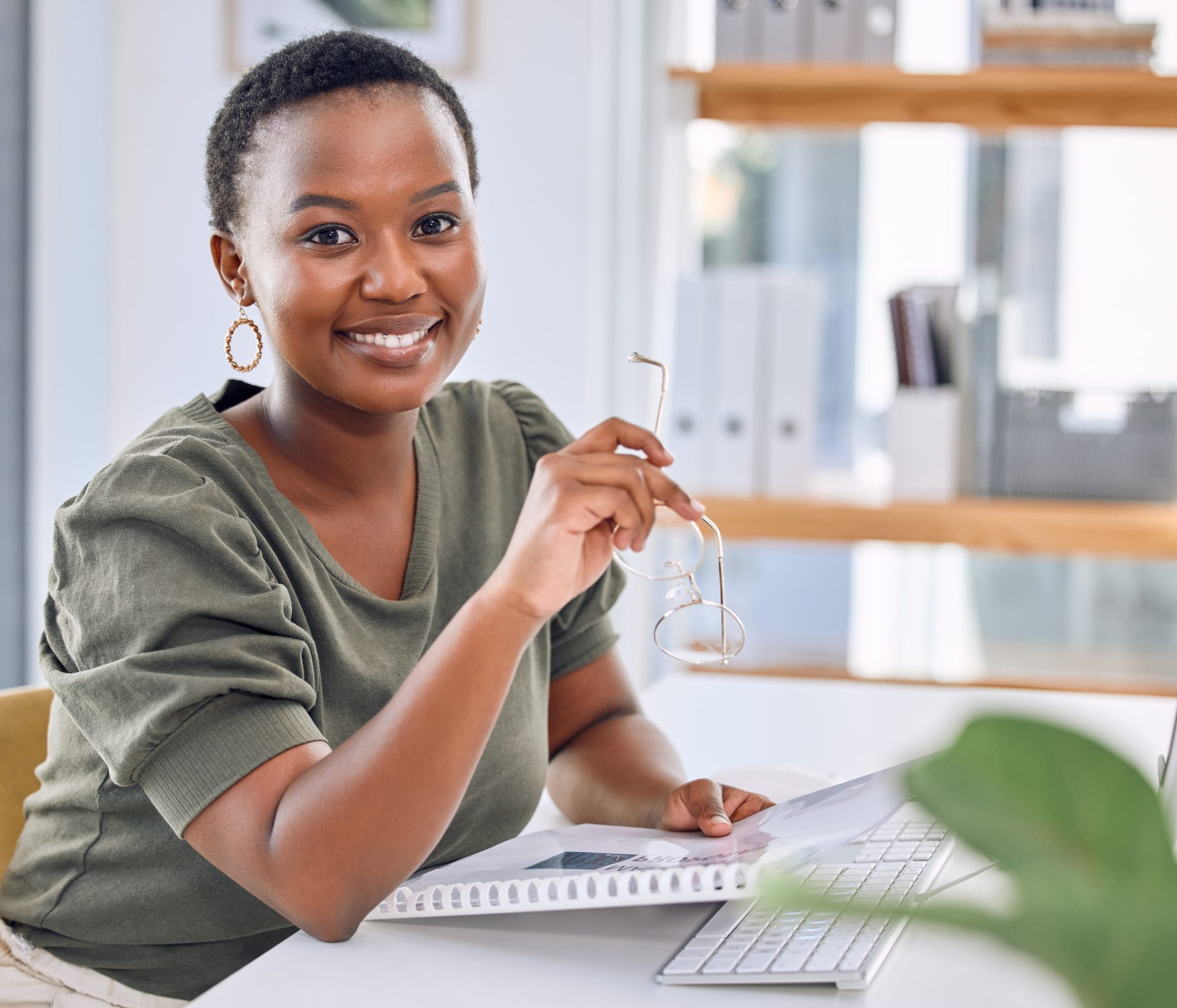 woman reading information pack